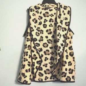 Simply Southern leopard vest with leather trim size L